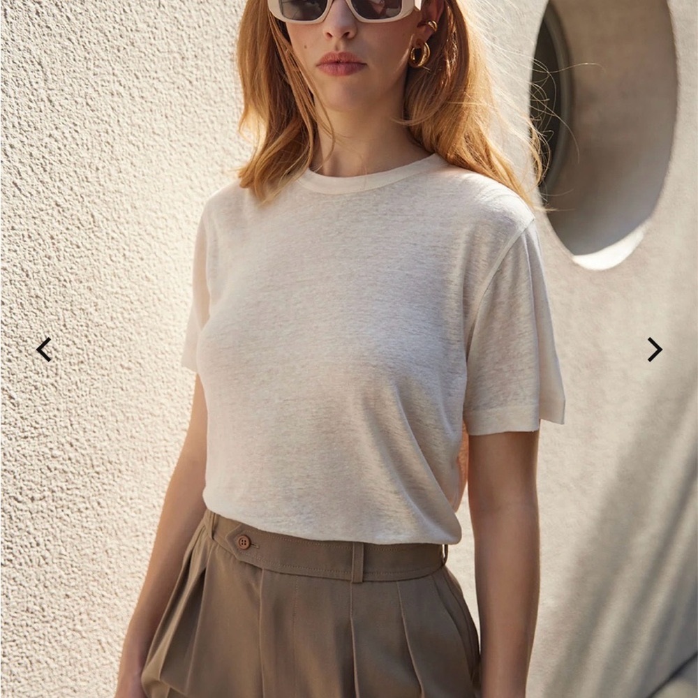 NWT Sold Out NYC LINEN PERFECT TEE IN CREAM